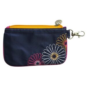 TRAVELON Floral Embroidered Navy Pouch NEW